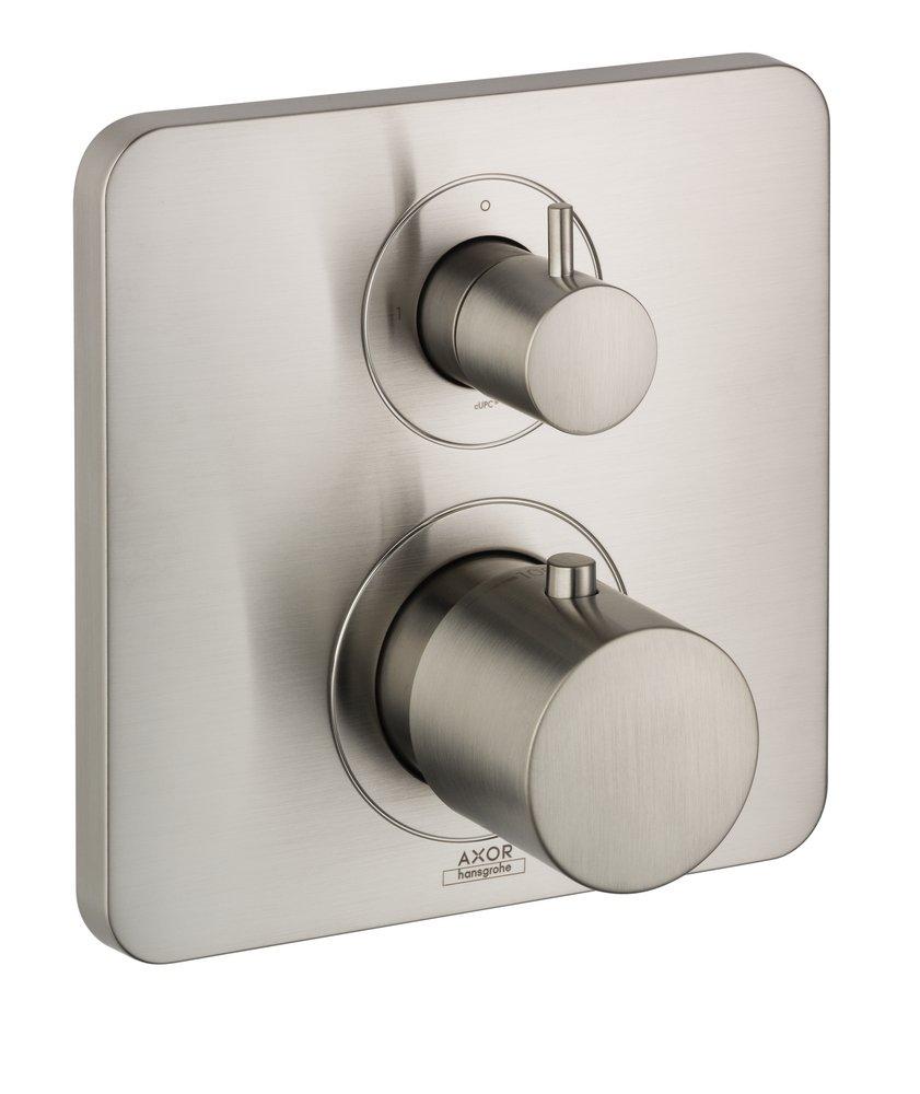 AXOR Brushed Nickel 7 gpm Thermostatic Trim with Volume Control Trim and Double Knob Handle 