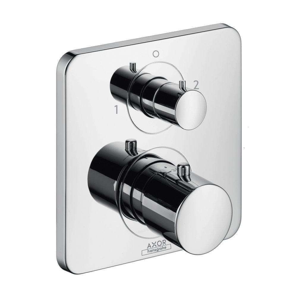 AXOR Polished Chrome 7 gpm Thermostatic Trim with Volume Control Trim and Double Knob Handle 