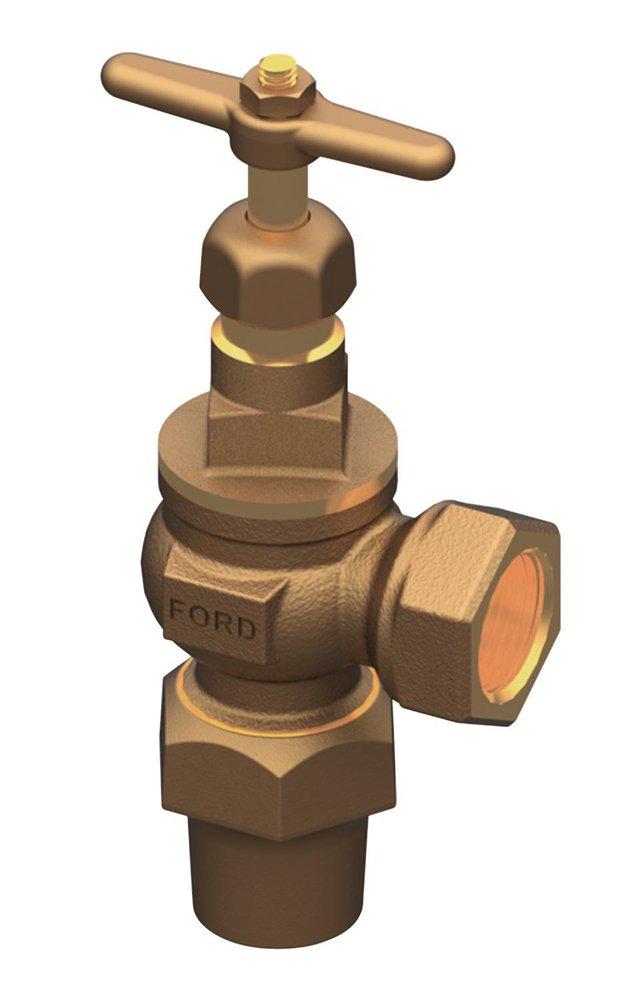 Ford Meter Box Brass Copper Flared Nut x FIPT Globe Valve 
