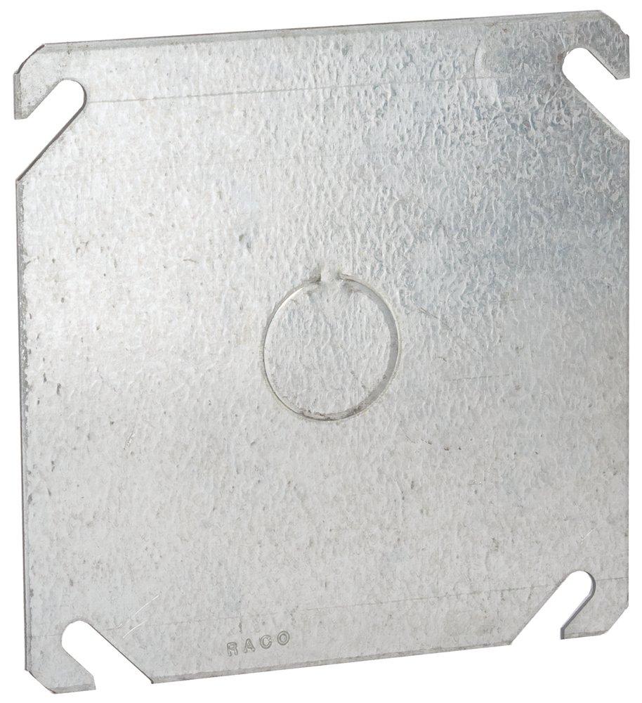 RACO Silver Galvanized Steel Square Flat Cover with 1/2 in. Knockout 
