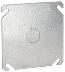 4 in. Galvanized Steel Square Flat Cover with 1/2 in. Knockout