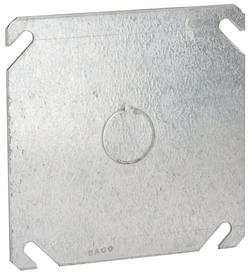 4 in. Galvanized Steel Square Flat Cover with 1/2 in. Knockout