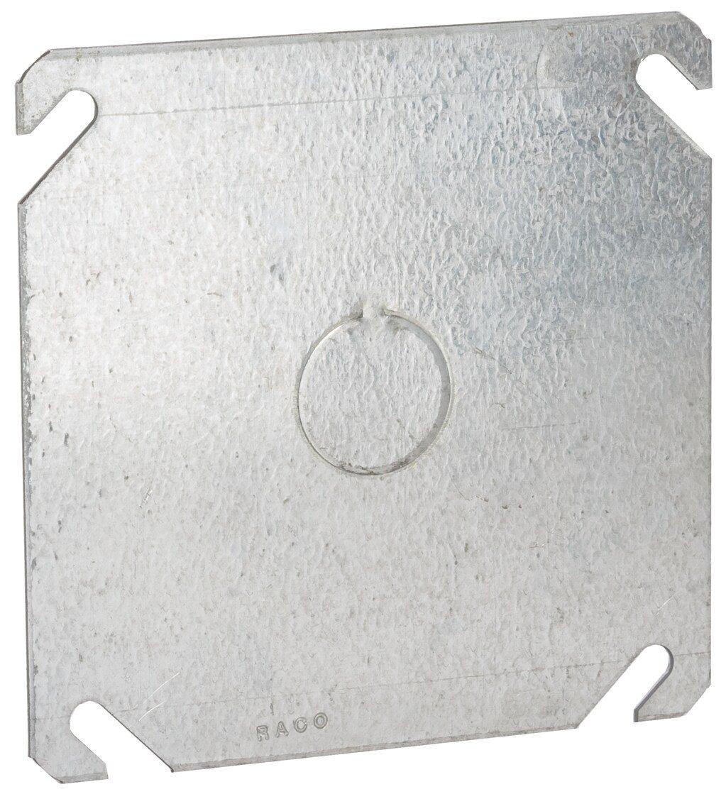 RACO Silver Galvanized Steel Square Flat Cover with 1/2 in. Knockout 