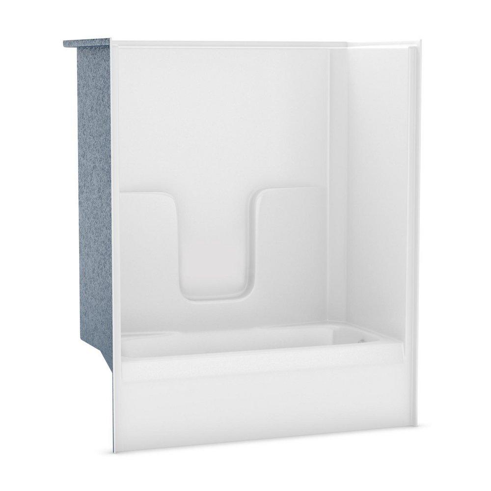 Aker by MAAX Biscuit 60 x 31-1/2 in. Tub & Shower Unit in White 