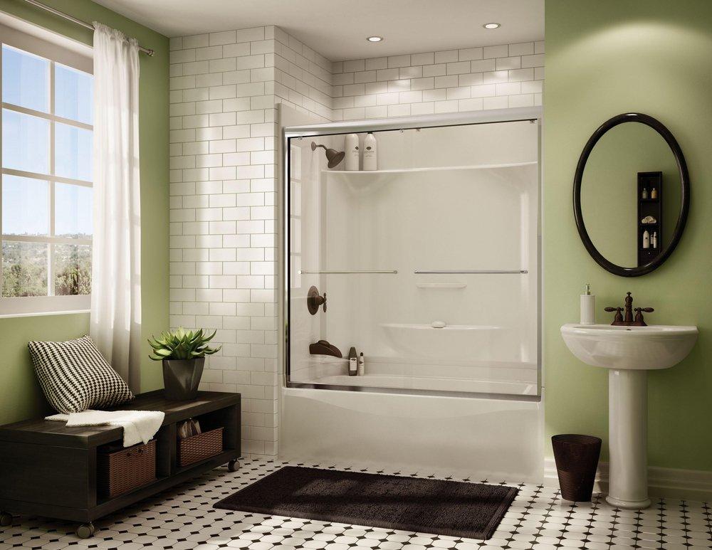 Aker by MAAX White 59-5/8 x 33 in. Tub and Shower with Right Hand Drain 4-Piece 