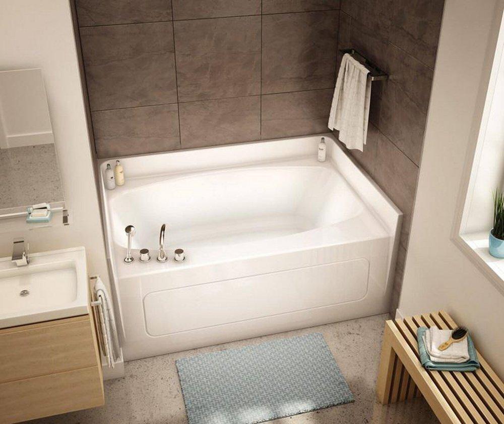 Aker by MAAX White 60 x 42 in. Soaker Alcove Bathtub Center 