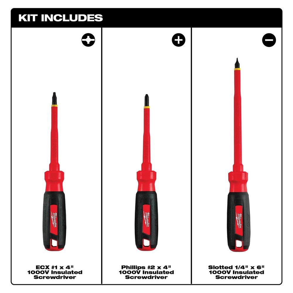 Milwaukee® Red Insulated Screwdriver Set 
