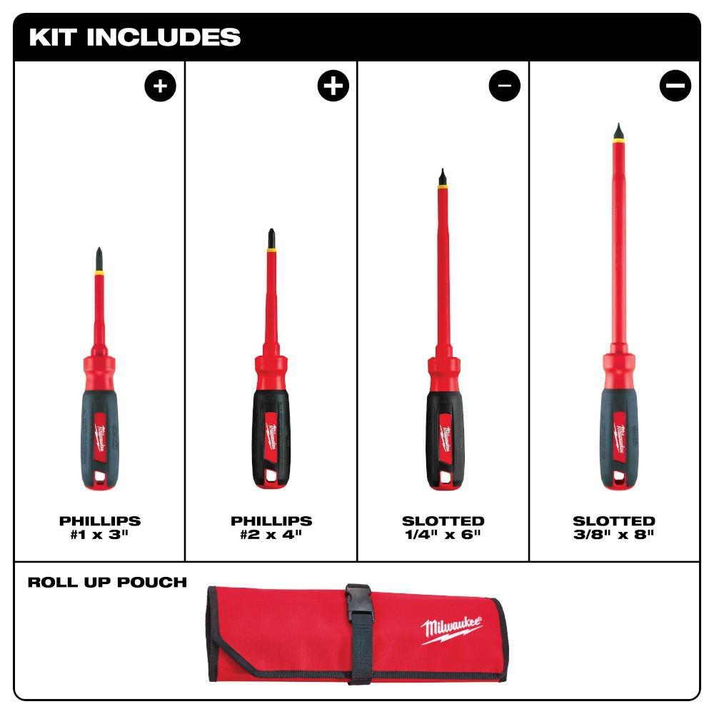 Milwaukee&reg; Black Insulated Screwdriver Set with Pouch 