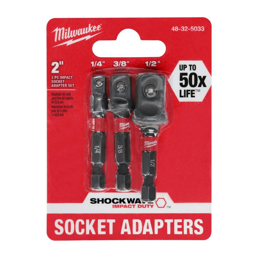 Milwaukee&reg; Silver HEX Shank Socket Adapter Set 