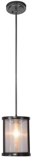 Craftmade Matte Black 1-Light Mini Pendant with Organza Wrapped Glass 