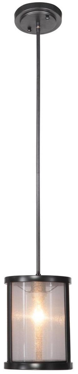 1-Light Mini Pendant with Organza Wrapped Glass in Matte Black