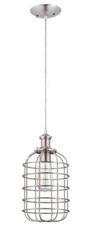 60W 1-Light Mini Pendant with Cord in Brushed Polished Nickel