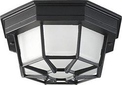 1-Light Incandescent Flushmount Light in Black