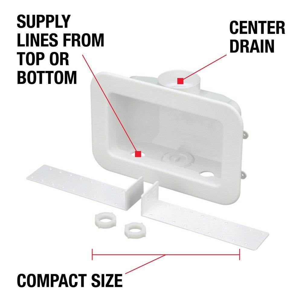 Oatey&reg; White 10-3/10 x 6-19/50 x 3-3/100 in. Washing Machine Supply Box 