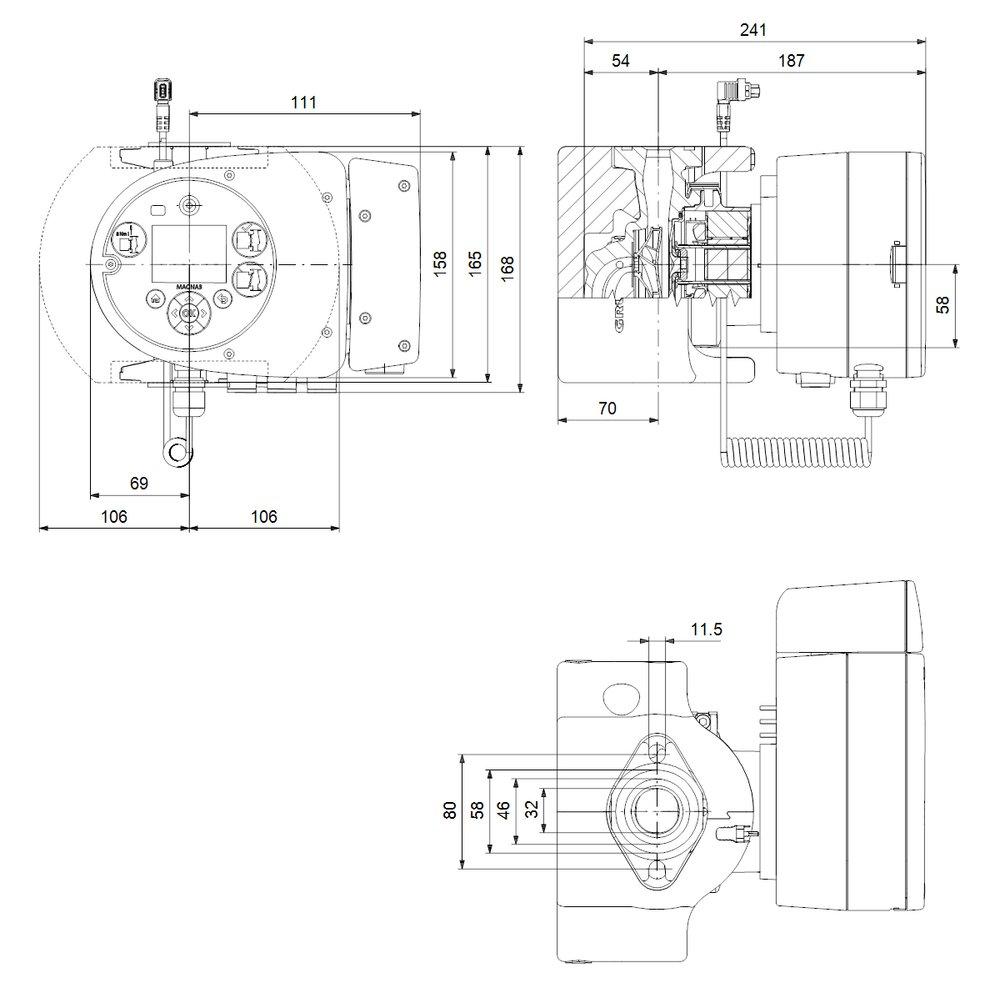 Grundfos 230V 1/6 hp 1-Phase Stainless Steel Circulator Pump 