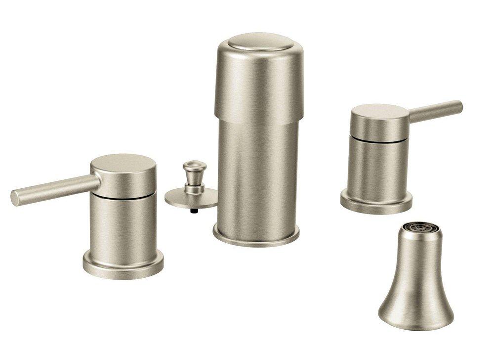 Moen Brushed Nickel Double Lever Handle Bidet Faucet Trim 