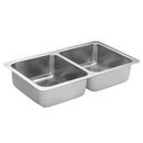 31-3/8 x 18 in. No Hole Stainless Steel Double Bowl Undermount Kitchen Sink in Brushed Stainless Steel