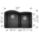 BLANCO Anthracite 32 x 20-7/8 in. No Hole Composite Double Bowl Undermount Kitchen Sink 