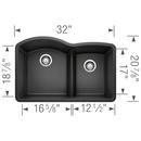 BLANCO Anthracite 32 x 20-7/8 in. No Hole Composite Double Bowl Undermount Kitchen Sink 