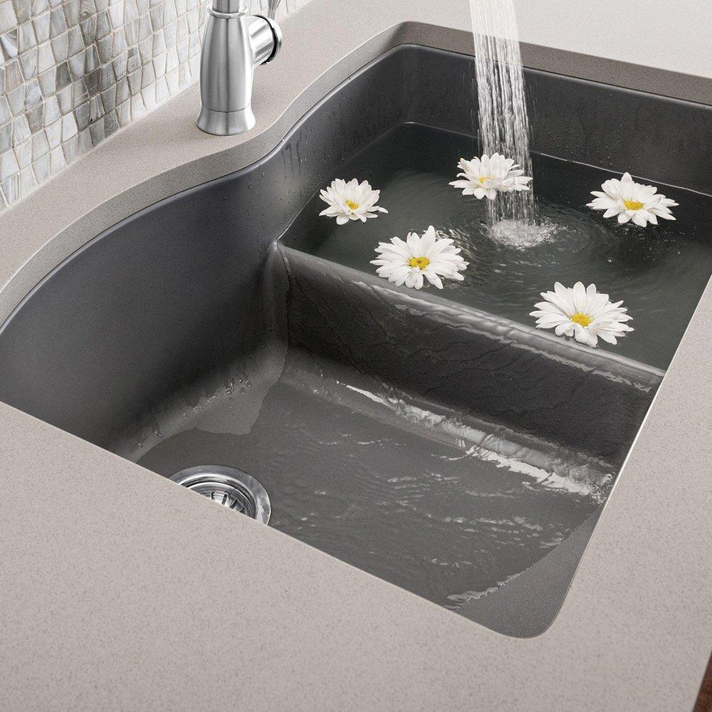 BLANCO Cinder 32 x 20-7/8 in. No Hole Composite Double Bowl Undermount Kitchen Sink 