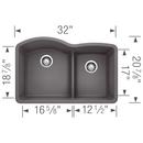 BLANCO Cinder 32 x 20-7/8 in. No Hole Composite Double Bowl Undermount Kitchen Sink 