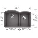 BLANCO Cinder 32 x 20-7/8 in. No Hole Composite Double Bowl Undermount Kitchen Sink 