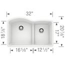 BLANCO White 32 x 20-7/8 in. No Hole Composite Double Bowl Undermount Kitchen Sink 