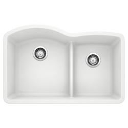 32 in. Undermount Silgranit Double Bowl Kitchen Sink in White