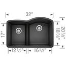 BLANCO Anthracite 32 x 20-7/8 in. No Hole Composite Double Bowl Undermount Kitchen Sink 