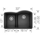 BLANCO Anthracite 32 x 20-7/8 in. No Hole Composite Double Bowl Undermount Kitchen Sink 