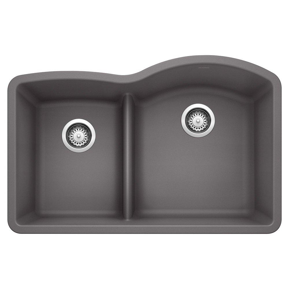 BLANCO Cinder 32 x 20-7/8 in. No Hole Composite Double Bowl Undermount Kitchen Sink 