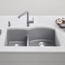 BLANCO Metallic Grey 32 x 20-7/8 in. No Hole Composite Double Bowl Undermount Kitchen Sink 