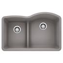 32 x 20-7/8 in. No Hole Composite Double Bowl Undermount Kitchen Sink in Metallic Grey