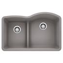 BLANCO Metallic Grey 32 x 20-7/8 in. No Hole Composite Double Bowl Undermount Kitchen Sink 