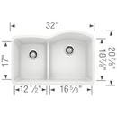 BLANCO White 32 x 20-7/8 in. No Hole Composite Double Bowl Undermount Kitchen Sink 