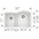 BLANCO White 32 x 20-7/8 in. No Hole Composite Double Bowl Undermount Kitchen Sink 