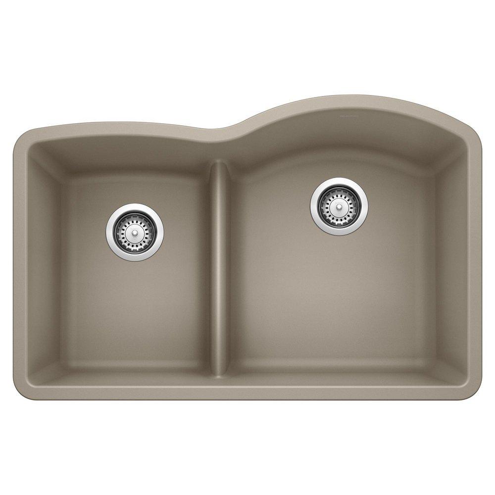 BLANCO Truffle 32 x 20-7/8 in. No Hole Composite Double Bowl Undermount Kitchen Sink 