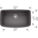 BLANCO Cinder 32 x 19 in. No Hole Composite Single Bowl Undermount Kitchen Sink 