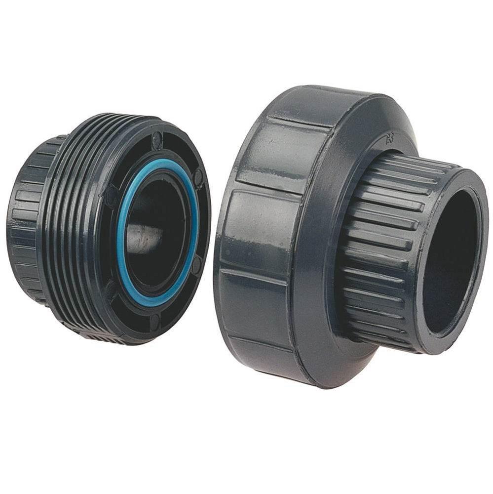 Chemtrol Grey Socket Straight Schedule 80 PVC Union with EPDM O-Ring Seal 