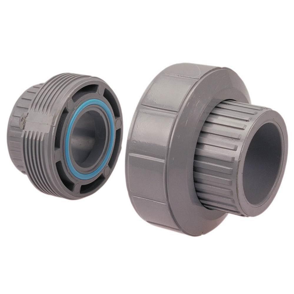 Chemtrol Grey Socket Straight Schedule 80 CPVC Union with EPDM O-Ring Seal 