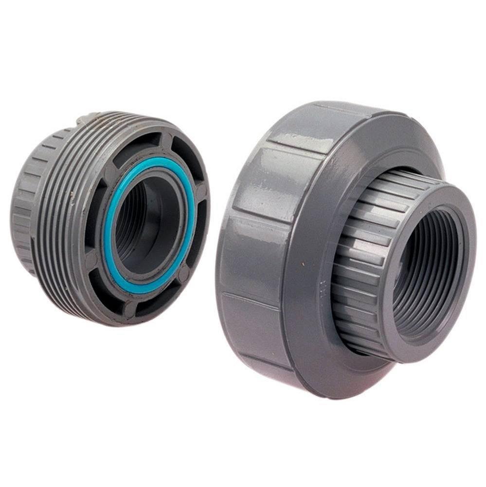 Chemtrol Grey FPT Straight Schedule 80 CPVC Union with EPDM O-Ring Seal 