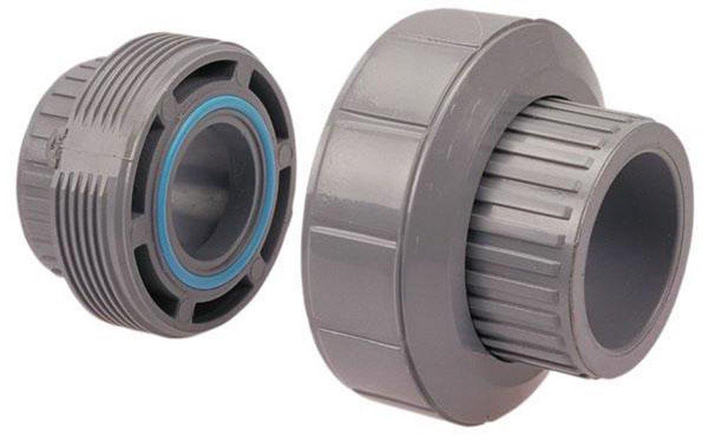 Chemtrol Light Grey Socket Straight Schedule 80 CPVC Union with FKM O-Ring Seal 