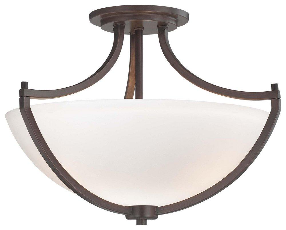 Minka Lavery Vintage Bronze 12-1/2 in. 100W 3-Light Medium E-26 Ceiling Light with Etched Glass 