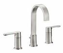 Bathroom Sink Faucet with Double Lever Handle in Satin Nickel