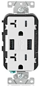 20 AMP USB Charger and Tamper Resistant Receptacle in White