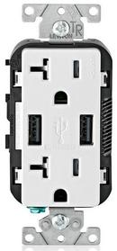 LEVITON White 20 AMP USB Charger and Tamper Resistant Receptacle 