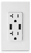 LEVITON White 20 AMP USB Charger and Tamper Resistant Receptacle 