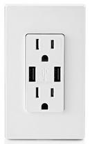 LEVITON White 15 Amp Combination Tamper Resistant Duplex Receptacle and USB Charger 