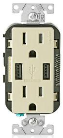20 AMP USB Charger and Tamper Resistant Receptacle in Ivory