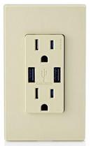 LEVITON Ivory 15 Amp Combination Tamper Resistant Duplex Receptacle and USB Charger 